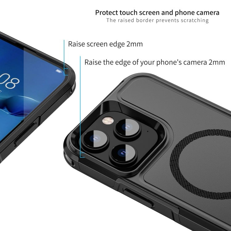 Coque iPhone 14 Pro Armor Magsafe PC Hybrid TPU Phone Case (Noir)