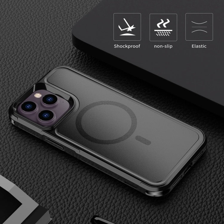 Coque iPhone 14 Pro Armor Magsafe PC Hybrid TPU Phone Case (Noir)