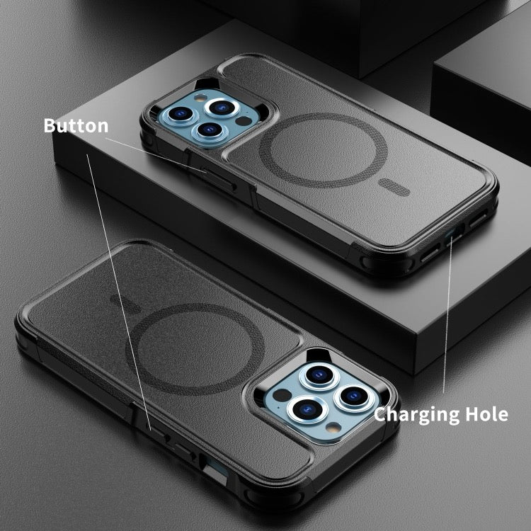 Coque iPhone 13 Pro Max Armor Magsafe PC Hybrid TPU Phone Case (Noir)