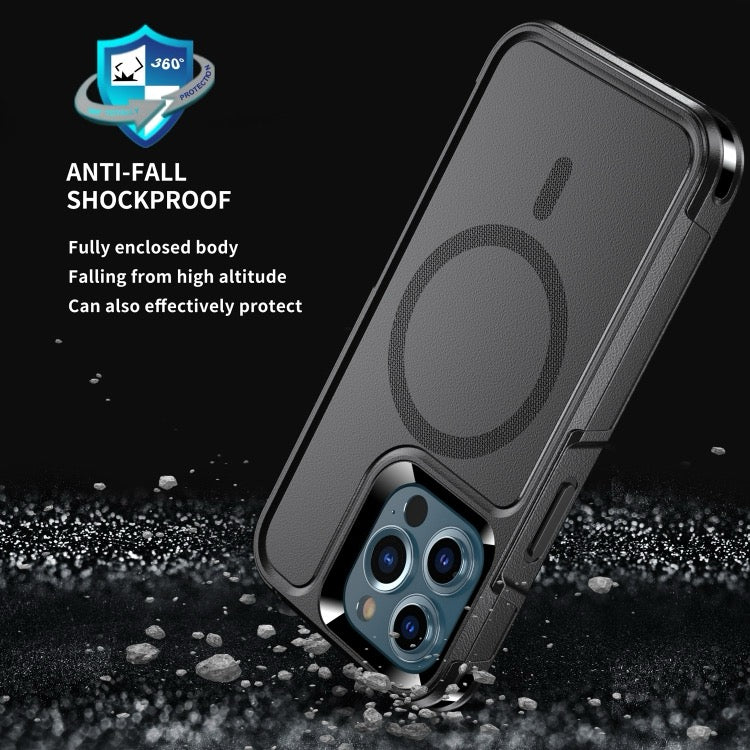 Coque iPhone 13 Pro Max Armor Magsafe PC Hybrid TPU Phone Case (Noir)