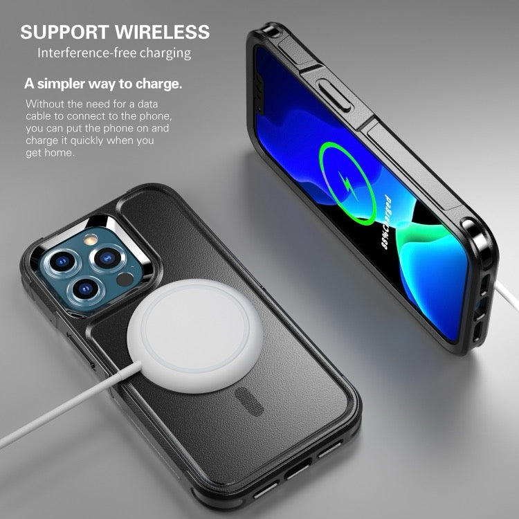 Coque iPhone 13 Pro Max Armor Magsafe PC Hybrid TPU Phone Case (Noir)
