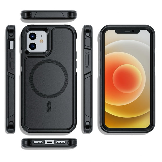 Coque iPhone 12 Pro Armor Magsafe PC Hybrid TPU Phone Case (Noir)