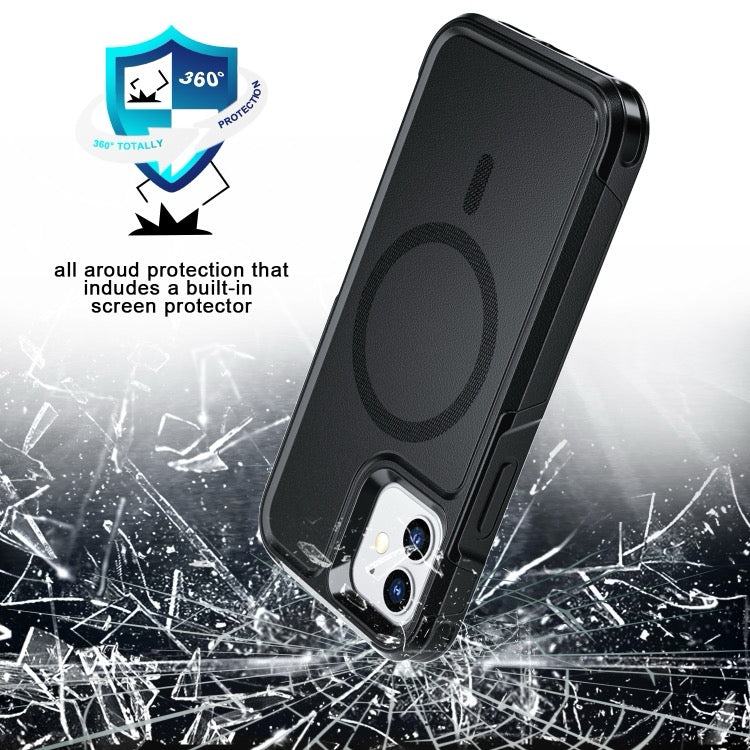 Coque iPhone 12 Armor Magsafe PC Hybrid TPU Phone Case (Noir)