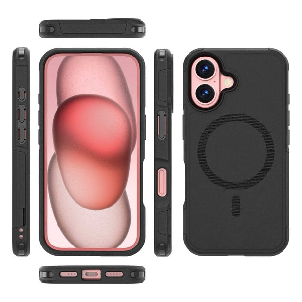 Coque iPhone 16 Armor Magsafe PC Hybrid TPU Phone Case (Noir)