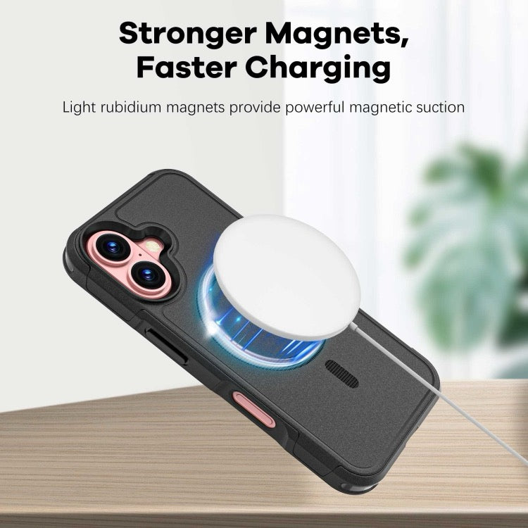 Coque iPhone 16 Armor Magsafe PC Hybrid TPU Phone Case (Noir)