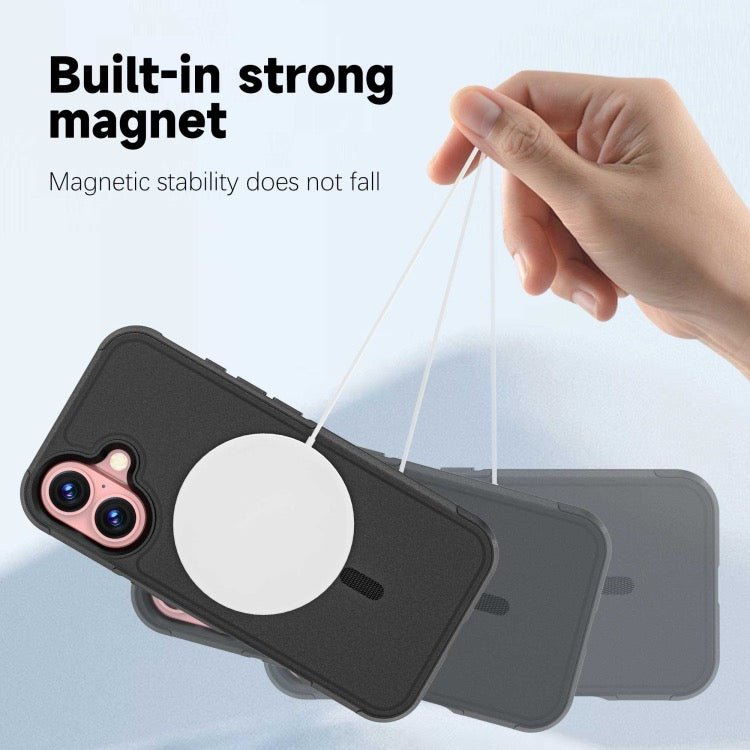 Coque iPhone 16 Armor Magsafe PC Hybrid TPU Phone Case (Noir)