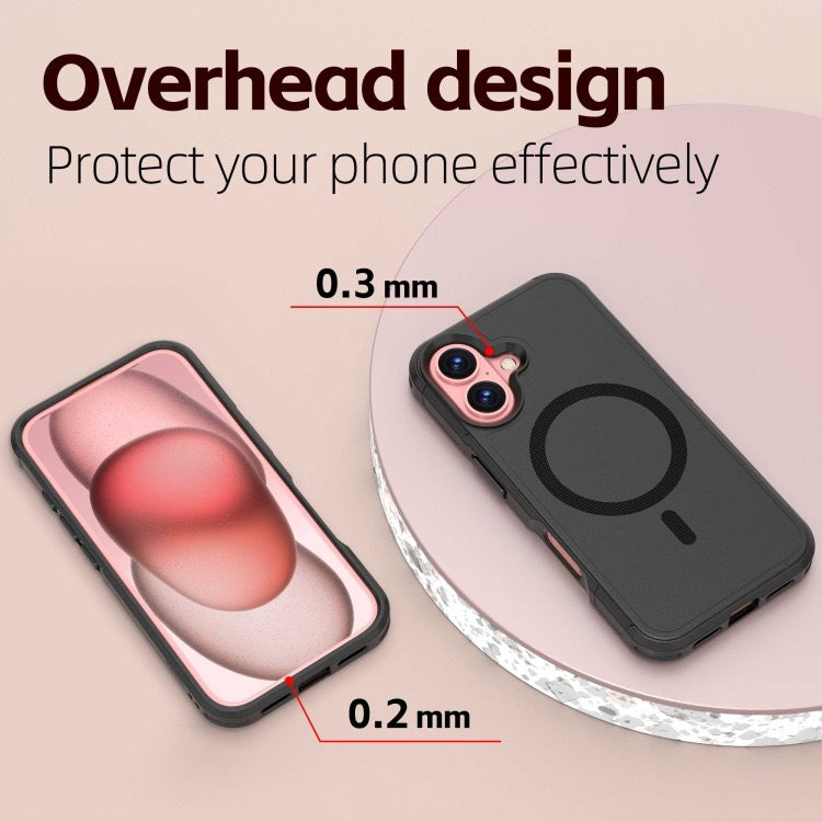 Coque iPhone 16 Armor Magsafe PC Hybrid TPU Phone Case (Noir)