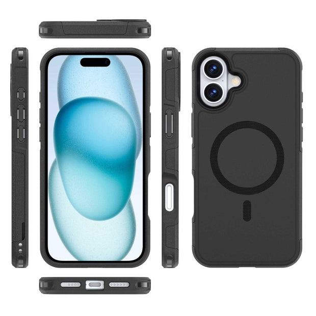 Coque iPhone 16 Plus Armor Magsafe PC Hybrid TPU Phone Case (Noir)