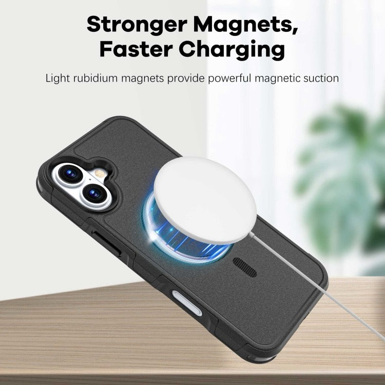 Coque iPhone 16 Plus Armor Magsafe PC Hybrid TPU Phone Case (Noir)