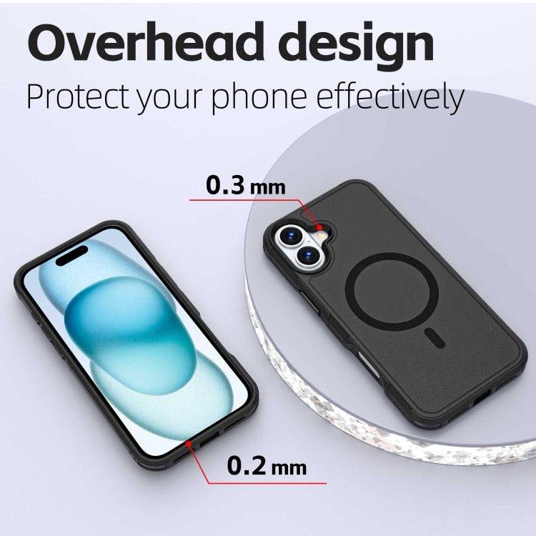 Coque iPhone 16 Plus Armor Magsafe PC Hybrid TPU Phone Case (Noir)