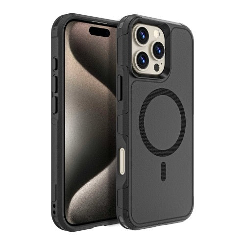 Coque iPhone 16 Pro Max Armor Magsafe PC Hybrid TPU Phone Case (Noir)