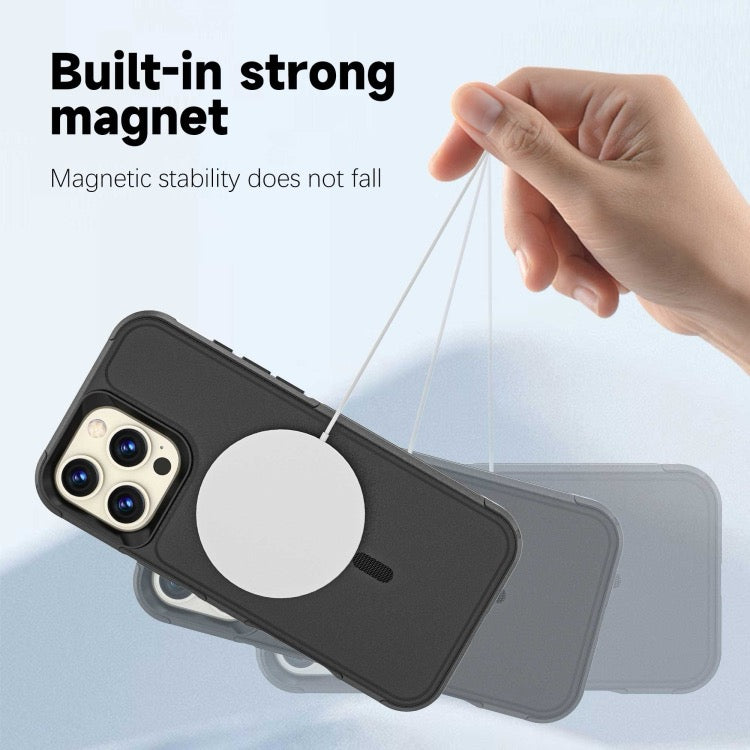 Coque iPhone 16 Pro Max Armor Magsafe PC Hybrid TPU Phone Case (Noir)
