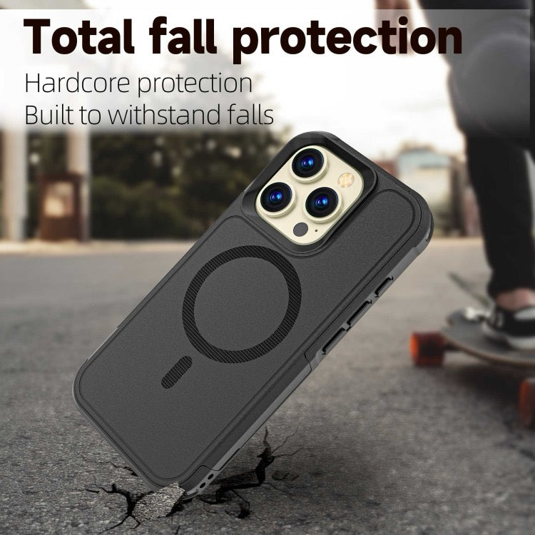 Coque iPhone 16 Pro Max Armor Magsafe PC Hybrid TPU Phone Case (Noir)