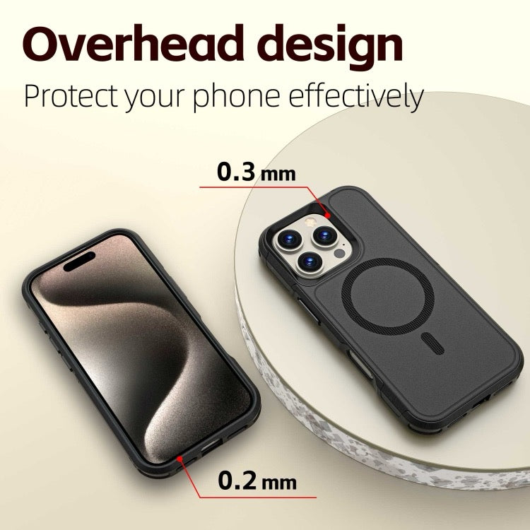 Coque iPhone 16 Pro Max Armor Magsafe PC Hybrid TPU Phone Case (Noir)