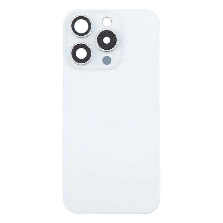 Pour iPhone 16 Pro Coque arrière de batterie en verre d'origine avec couvercle d'objectif d'appareil photo (blanc) avec logo
