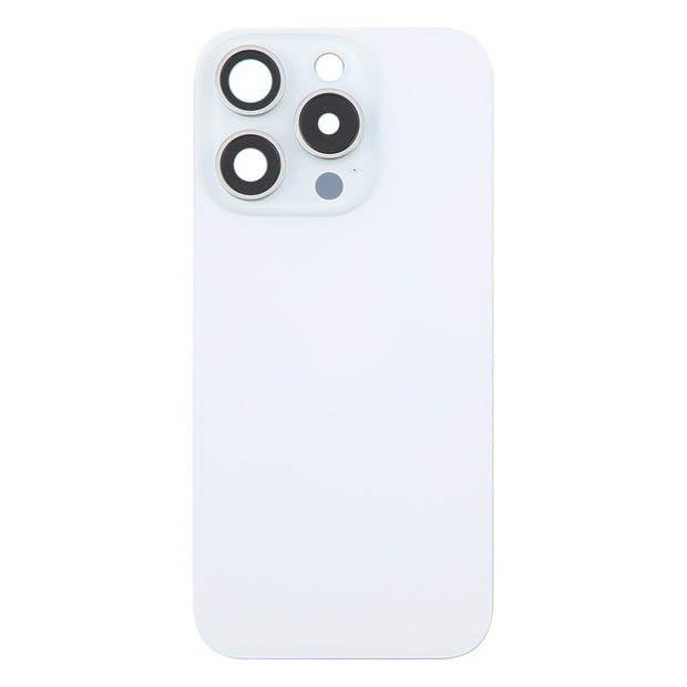 Pour iPhone 16 Pro Coque arrière de batterie en verre d'origine avec couvercle d'objectif d'appareil photo (blanc) avec logo
