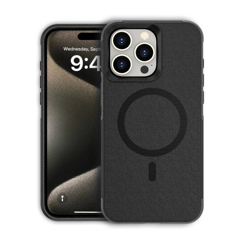 Coque iPhone 15 Pro Armor Magsafe PC Hybrid TPU Phone Case (Noir)