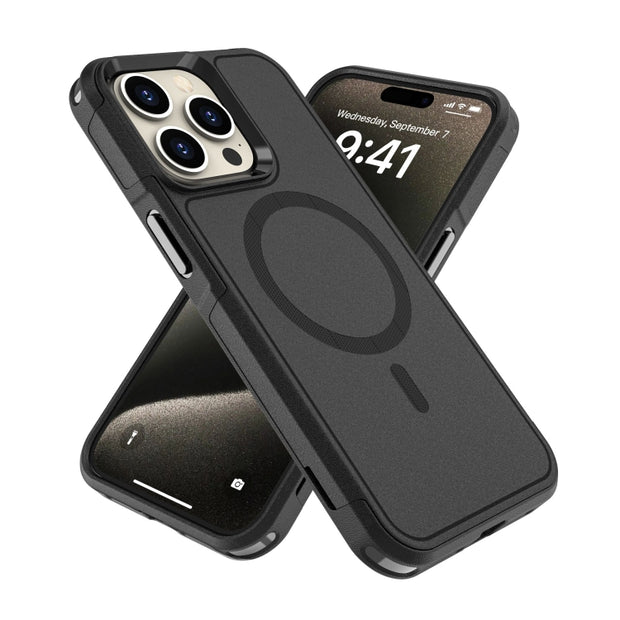 Coque iPhone 15 Pro Armor Magsafe PC Hybrid TPU Phone Case (Noir)