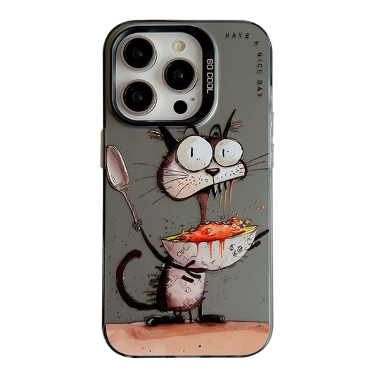 Coque Série de peinture à l'huile à motif animal PC + TPU Phone Case (Eating Rat)