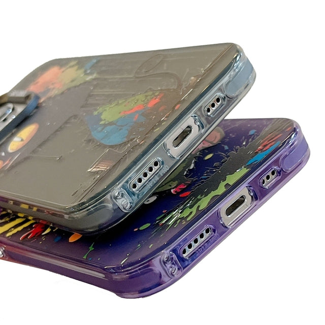 Coque Série de peinture à l'huile à motif animal PC + TPU Phone Case (Eating Rat)