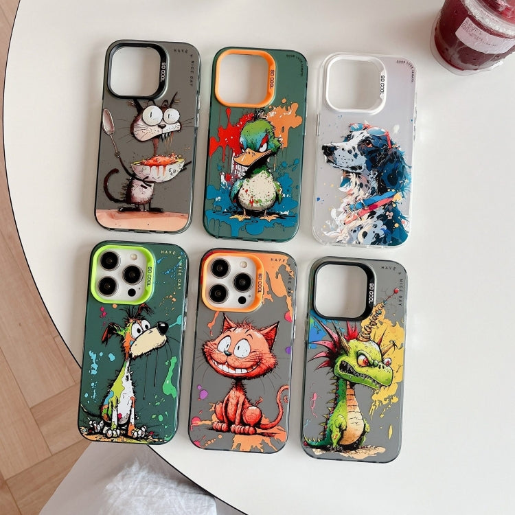 Coque Série de peinture à l'huile à motif animal PC + TPU Phone Case (Chat qui boit)