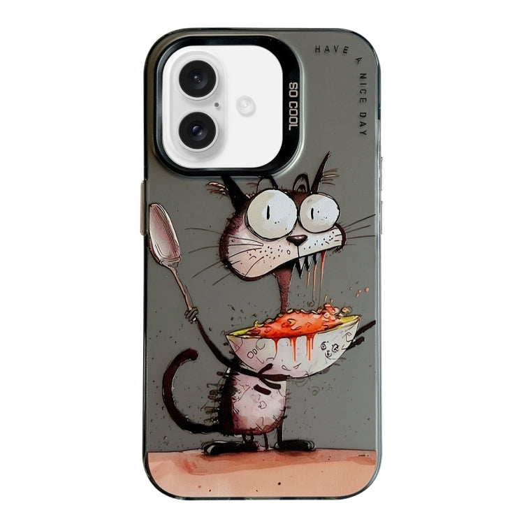 Coque Série de peinture à l'huile à motif animal PC + TPU Phone Case (Eating Rat)