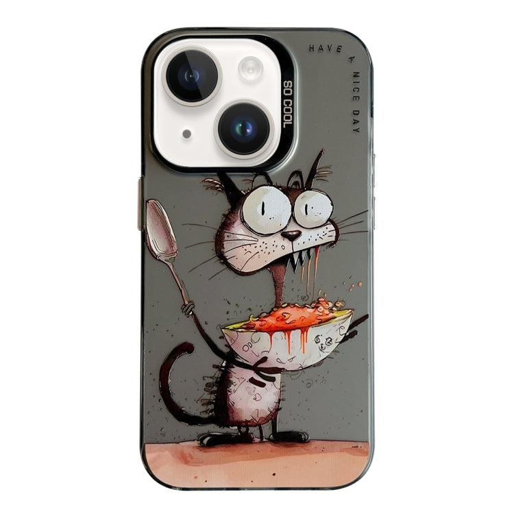 Coque Série de peinture à l'huile à motif animal PC + TPU Phone Case (Eating Rat)