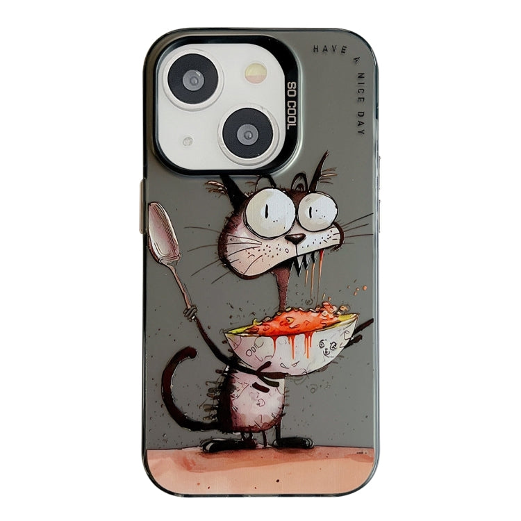 Coque Série de peinture à l'huile à motif animal PC + TPU Phone Case (Eating Rat)