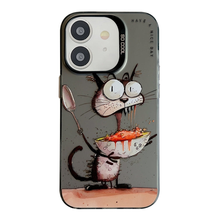 Coque Série de peinture à l'huile à motif animal PC + TPU Phone Case (Eating Rat)