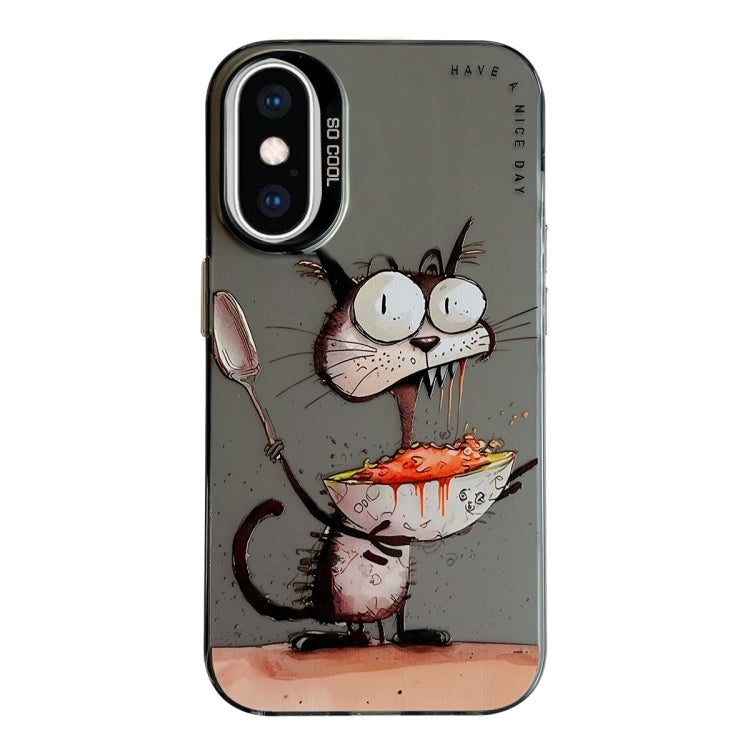Coque Série de peinture à l'huile à motif animal PC + TPU Phone Case (Eating Rat)