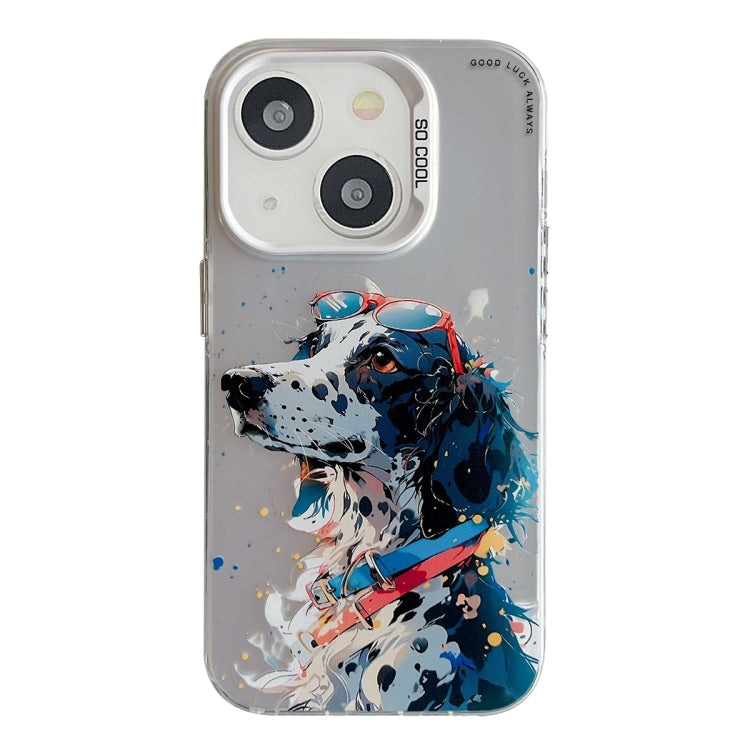 Coque Série de peinture à l'huile à motif animal PC + TPU Phone Case (chien tacheté)