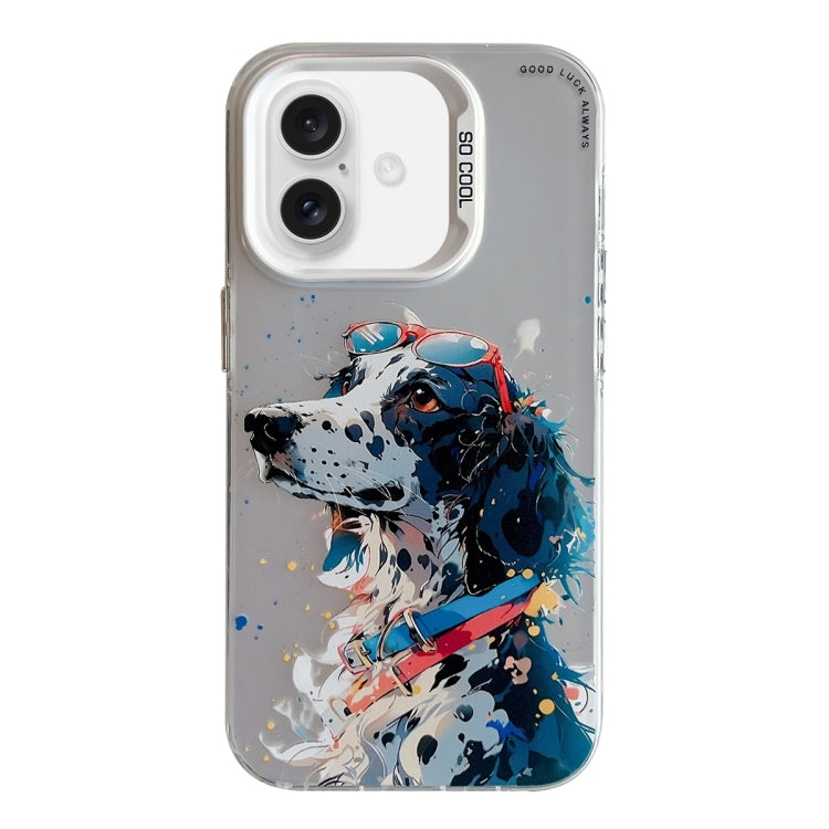 Coque Série de peinture à l'huile à motif animal PC + TPU Phone Case (chien tacheté)