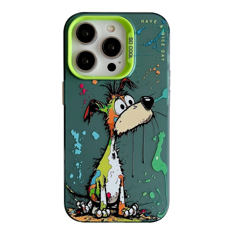 Coque Série de peinture à l'huile à motif animal PC + TPU Phone Case  (chien vert)