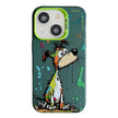 Coque Série de peinture à l'huile à motif animal PC + TPU Phone Case  (chien vert)