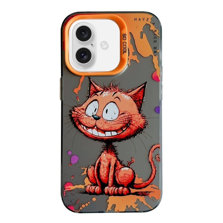 Coque Série de peinture à l'huile à motif animal PC + TPU Phone Case  (chat souriant)