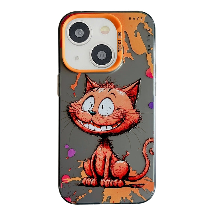 Coque Série de peinture à l'huile à motif animal PC + TPU Phone Case  (chat souriant)