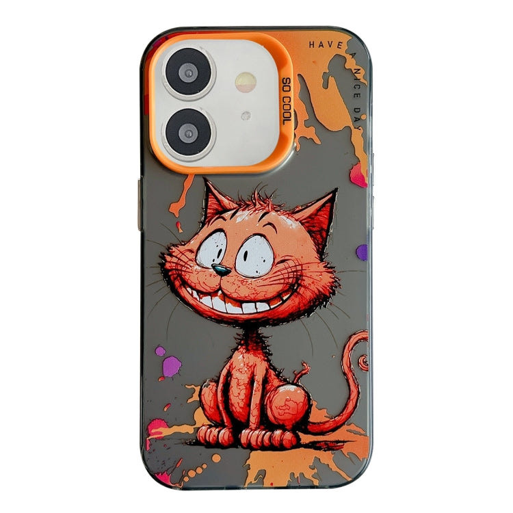 Coque Série de peinture à l'huile à motif animal PC + TPU Phone Case  (chat souriant)