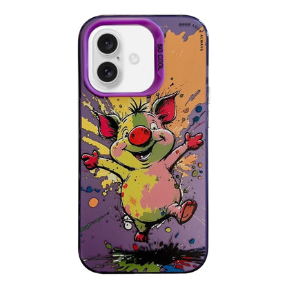 Coque Série de peinture à l'huile à motif animal PC + TPU Phone Case  (cochon heureux)
