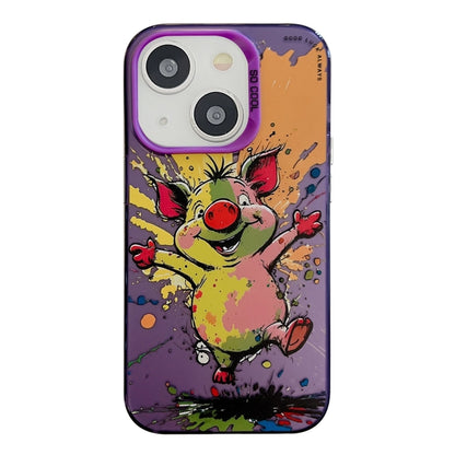 Coque Série de peinture à l'huile à motif animal PC + TPU Phone Case  (cochon heureux)