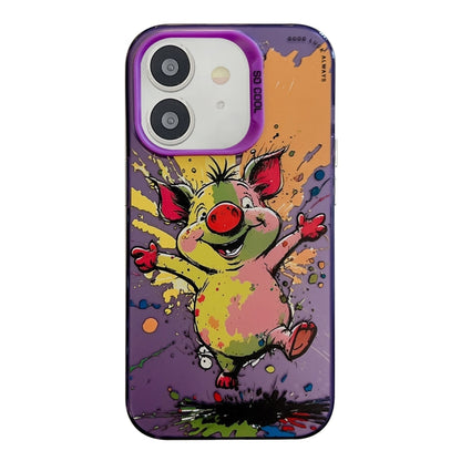 Coque Série de peinture à l'huile à motif animal PC + TPU Phone Case  (cochon heureux)