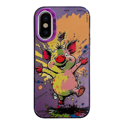 Coque Série de peinture à l'huile à motif animal PC + TPU Phone Case  (cochon heureux)