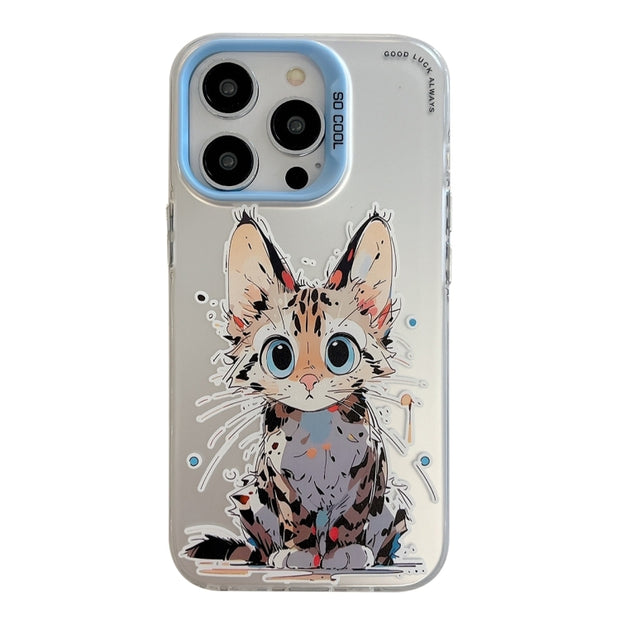 Coque Série de peinture à l'huile à motif animal PC + TPU Phone Case  (Chat)