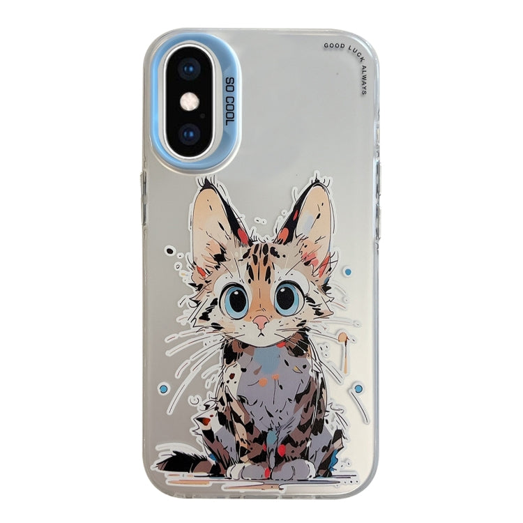 Coque Série de peinture à l'huile à motif animal PC + TPU Phone Case  (Chat)