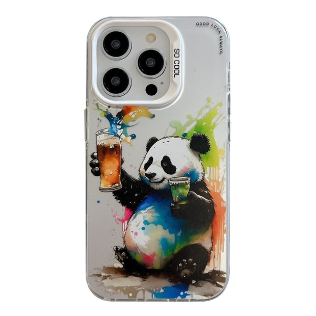 Coque Série de peinture à l'huile à motif animal PC + TPU Phone Case (Panda)