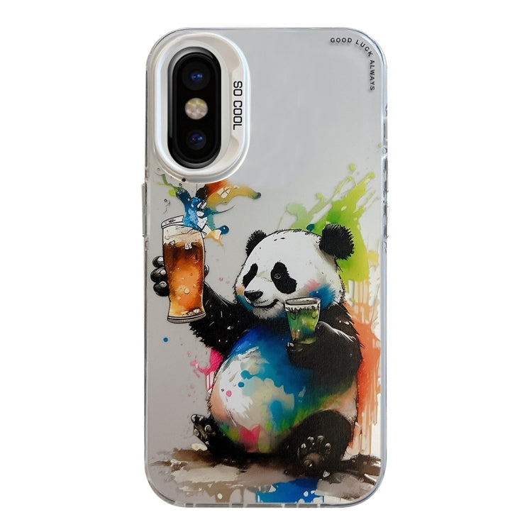 Coque Série de peinture à l'huile à motif animal PC + TPU Phone Case (Panda)