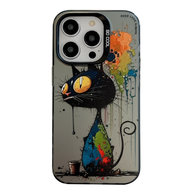 Coque Série de peinture à l'huile à motif animal PC + TPU Phone Case (Chat noir)