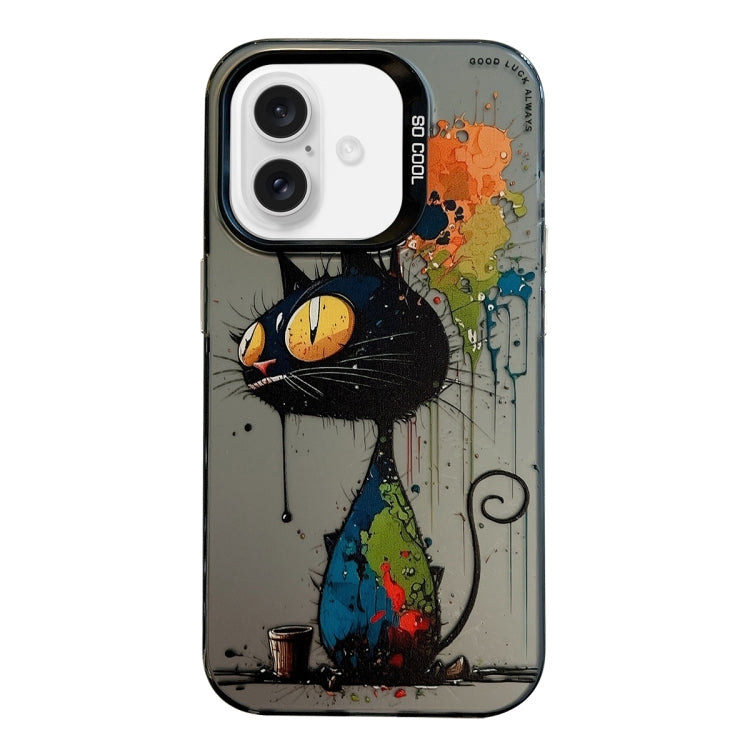 Coque Série de peinture à l'huile à motif animal PC + TPU Phone Case (Chat noir)