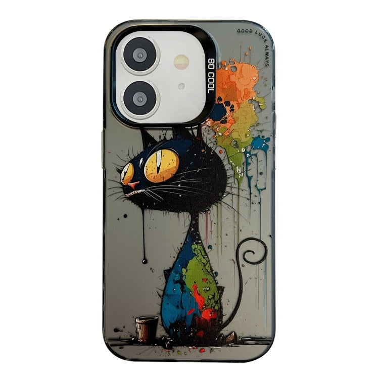 Coque Série de peinture à l'huile à motif animal PC + TPU Phone Case (Chat noir)