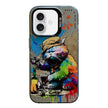 Coque Série de peinture à l'huile à motif animal PC + TPU Phone Case (Chat qui boit)