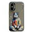 Coque Série de peinture à l'huile à motif animal PC + TPU Phone Case (chien à capuche)